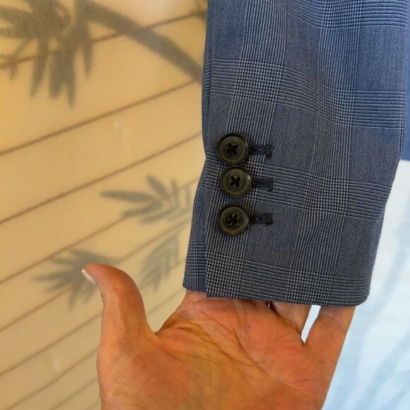 Banana Republic Blue Glen Plaid One Button Blazer 12 - Picture 3 of 9